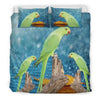 Rose Ringed Parakeet Bird Print Bedding Set- Free Shipping