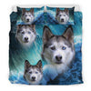 Siberian Husky With Ocean Print Bedding Set- Free Shipping