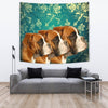 Boxer Dog On Blue Print Tapestry-Free Shipping