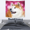 Akita Dog On Pink Print Tapestry-Free Shipping