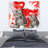 American Shorthair Cat On Red Print Tapestry-Free Shipping