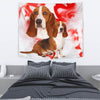 Basset Hound On Red Print Tapestry-Free Shipping