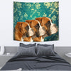 Boxer Dog On Blue Print Tapestry-Free Shipping