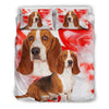 Basset Hound On Red Print Bedding Set- Free Shipping