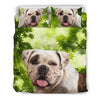 American Bulldog On Leaves Print Bedding Set- Free Shipping