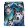 Siberian Husky With Ocean Print Bedding Set- Free Shipping