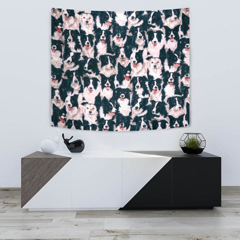 Border Collie Dog In Lots Print Tapestry-Free Shipping