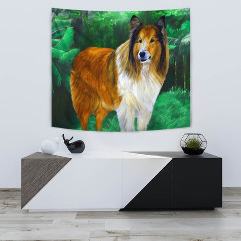 Rough Collie Dog Art Print Tapestry-Free Shipping