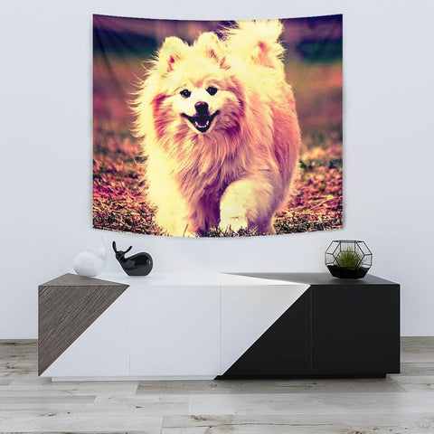 Cute Pomeranian Dog Cartoon Art Print Tapestry-Free Shipping