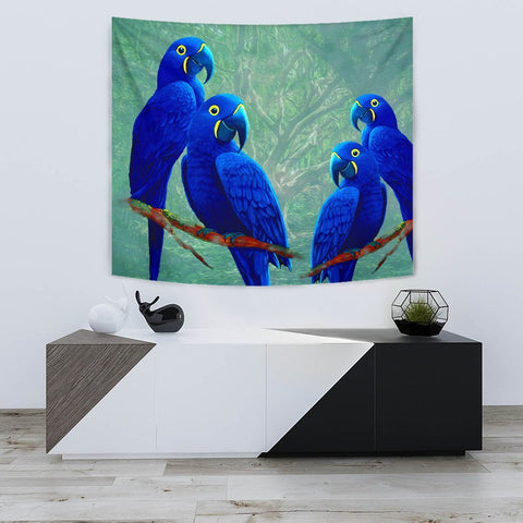 Hyacinth Macaw Parrot Print Tapestry-Free Shipping