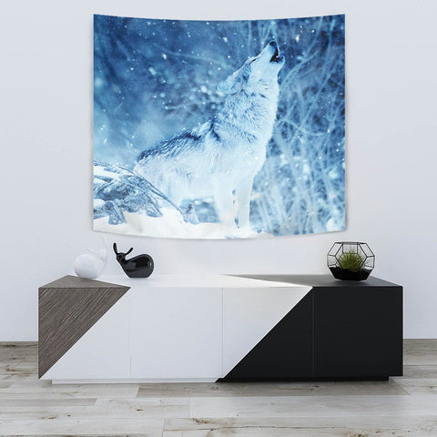 Snowy Wolf Print Tapestry-Free Shipping