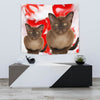 Burmese Cat On Red Print Tapestry-Free Shipping