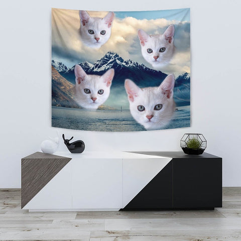 Burmilla Cat On Mountain Print Tapestry-Free Shipping