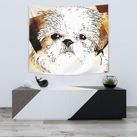 Cute Shih Tzu Dog Print Tapestry-Free Shipping