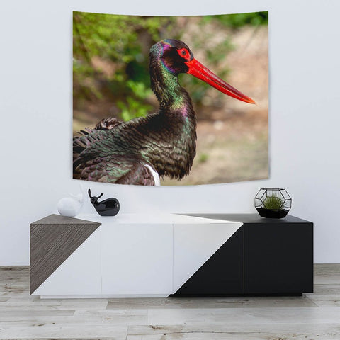 Black Stork Bird Print Tapestry-Free Shipping