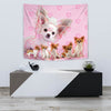 Chihuahua On Pink Print Tapestry-Free Shipping