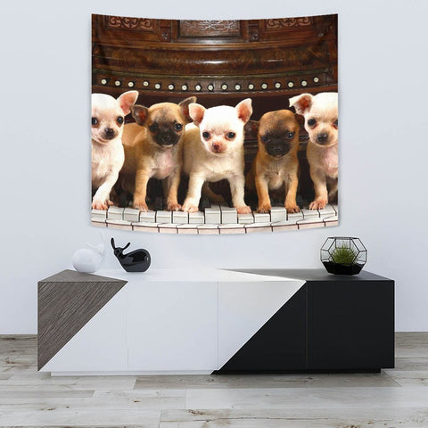 Chihuahua On Piano Print Tapestry-Free Shipping