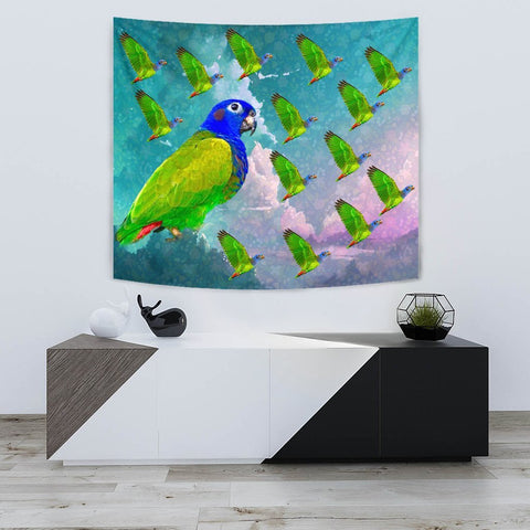 Blue Headed Parrot Print Tapestry-Free Shipping