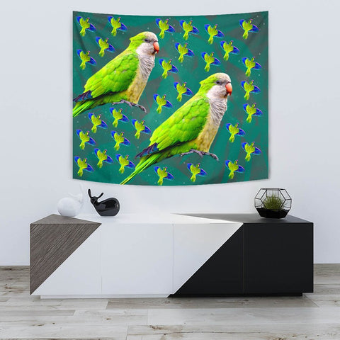 Monk Parakeet Parrot Print Tapestry-Free Shipping