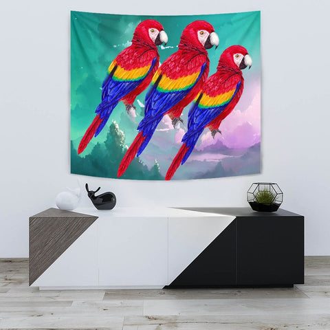 Scarlet Macaw Parrot Print Tapestry-Free Shipping