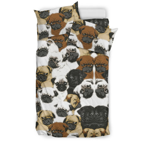 Pug Dog In Lots Print Bedding Set-Free Shipping