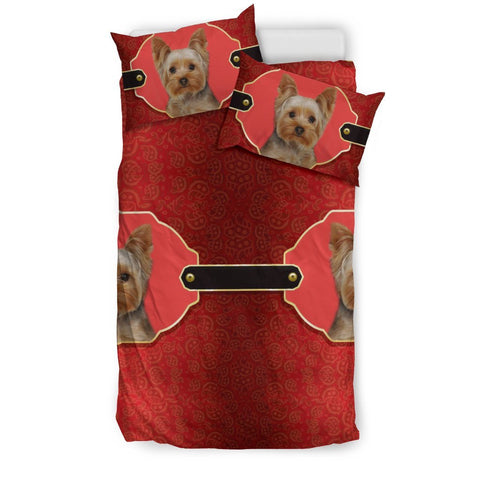 Cute Yorkshire Terrier (Yorkie) Print On Red Bedding Set-Free Shipping