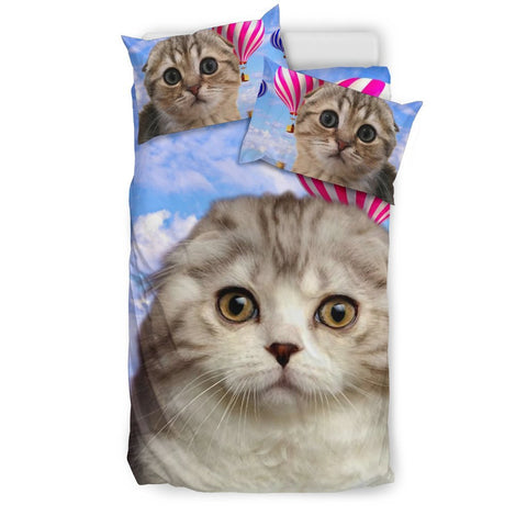 Scottish Fold Cat With Air Balloon Print Bedding Set- Free Shipping