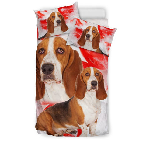 Basset Hound On Red Print Bedding Set- Free Shipping