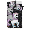 Cute Unicorn Print On Black Bedding Sets-Free Shipping