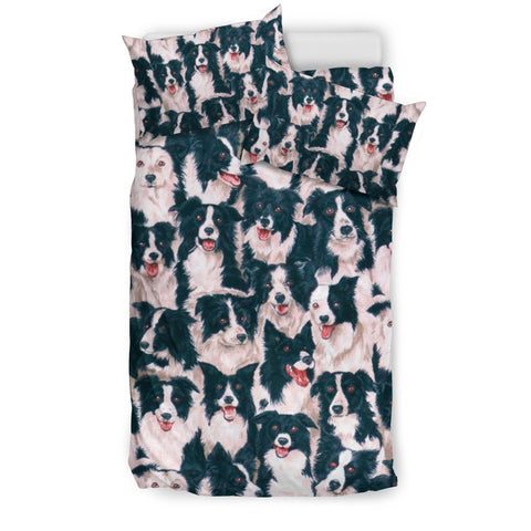 Border Collie Dog In Lots Print Bedding Set-Free Shipping