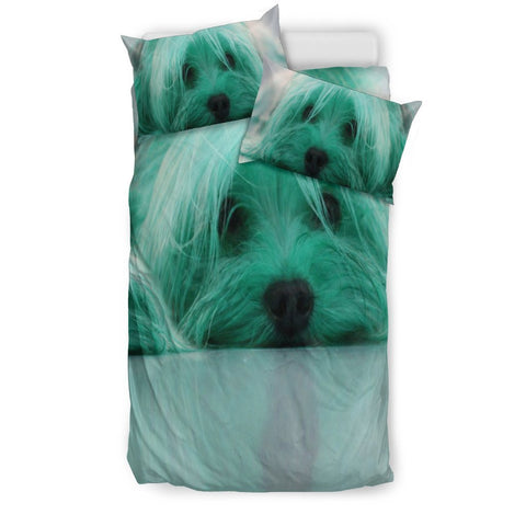 Cute Yorkie Lite Green Print Bedding Set-Free Shipping