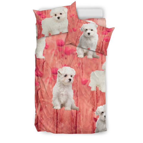 Lovely Maltese Dog On Pink Print Bedding Set-Free Shipping