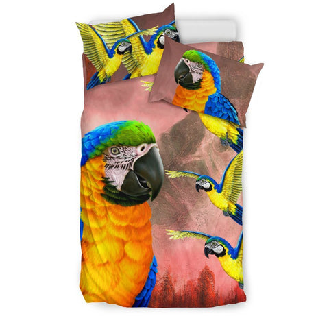 Blue And Yellow Macaw Parrot Print Bedding Set-Free Shipping