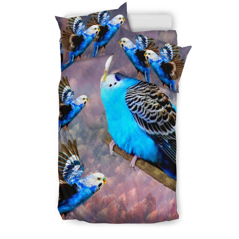 Blue Budgie (Budgerigar) Bird Print Bedding Set-Free Shipping