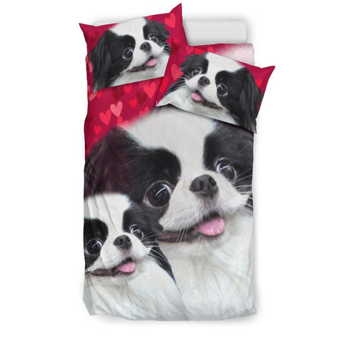 Japanese Chin Dog Art On Red Print Bedding Set-Free Shipping