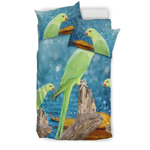 Rose Ringed Parakeet Bird Print Bedding Set- Free Shipping