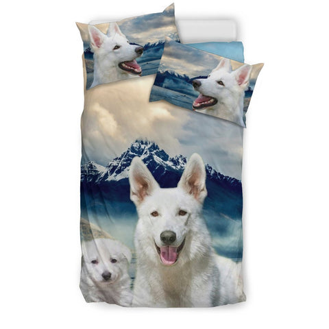 White Shepherd Dog Print Bedding Set- Free Shipping