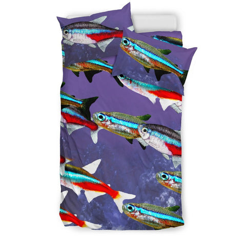 Beautiful Neon Tetra Fish Print Bedding Set-Free Shipping