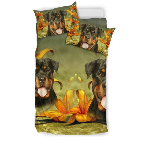 Cute Rottweiler Dog Print Bedding Set- Free Shipping