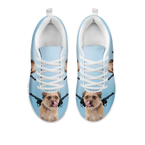 Amazing Two Guns With Border Terrier Print Running Shoes For Women-Free Shipping-For 24 Hours Only