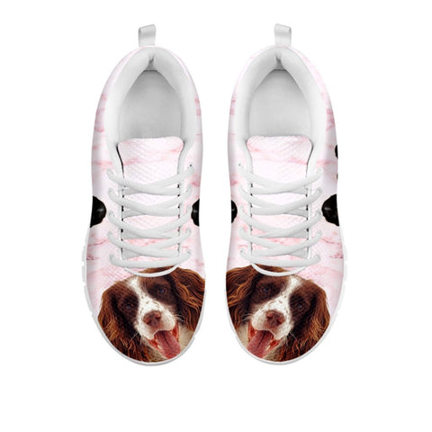 English Springer Spaniel Pink Print Sneakers For Women- Free Shipping-For 24 Hours Only