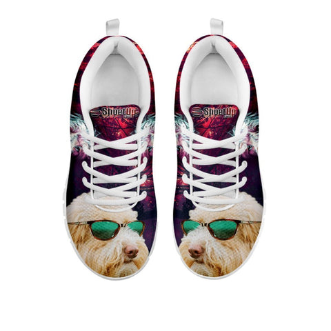 Cute Goldendoodle With Glasses Print Running Shoes For Women- Free Shipping- For 24 Hours Only