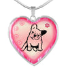 Cute French Bulldog Print Heart Charm Necklaces-Free Shipping