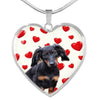 Cute Dachshund Print Heart Charm Necklace-Free Shipping