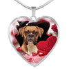 Boxer Dog Print Heart Pendant Luxury Necklace-Free Shipping