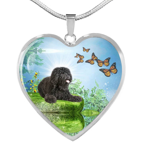 Barbet Dog Print Heart Pendant Luxury Necklace-Free Shipping
