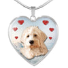 Goldendoodle Print Heart Pendant Luxury Necklace-Free Shipping