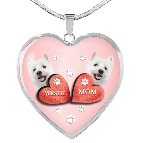 West Highland White Terrier (Westie) Print Heart Charm Luxury Necklace-Free Shipping