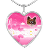 Papillon Dog Print Heart Pendant Luxury Necklace-Free Shipping