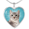Egyptian Mau Cat Print Heart Pendant Luxury Necklace-Free Shipping
